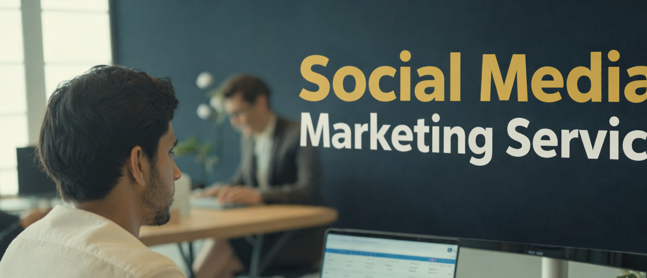 Social media marketing services dashboard showing analytics, ad metrics and growth graphs — MarketingPrime.