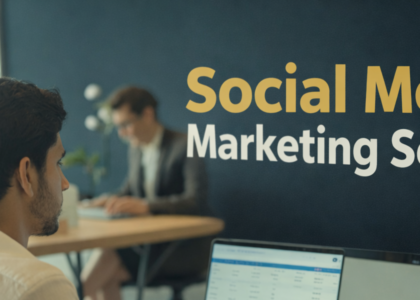 Social media marketing services dashboard showing analytics, ad metrics and growth graphs — MarketingPrime.