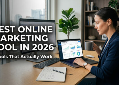 Best online marketing tool dashboard setup with SEO analytics, traffic reports, and digital marketing workspace in 2026